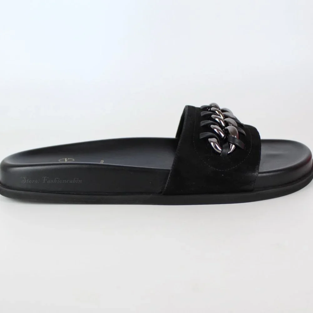 NEW VALENTINO GARAVANI Chain Slide Sandal, Black, EU 38.5 - Picture 3 of 16